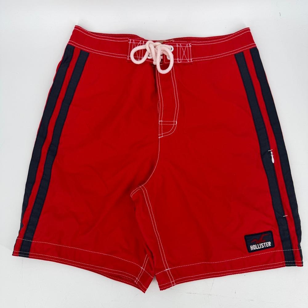 Hollister Y2K 2000s Red Surf Board Short Swim Trunks Sz L Vintage Retro